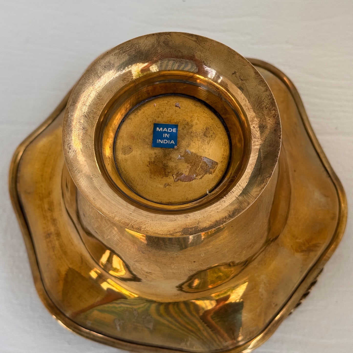 Vintage Brass Pedestal Basket with Twisted Handle | Made in India