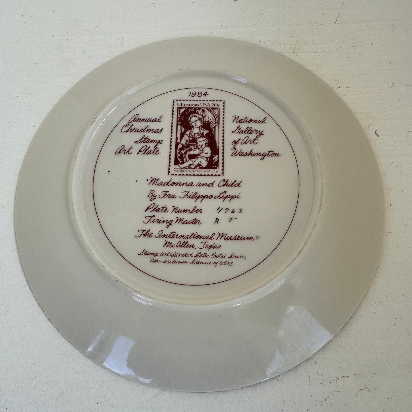 1984 Madonna and Child Christmas Stamp Art Plate | Fra Filippo Lippi | National Gallery of Art