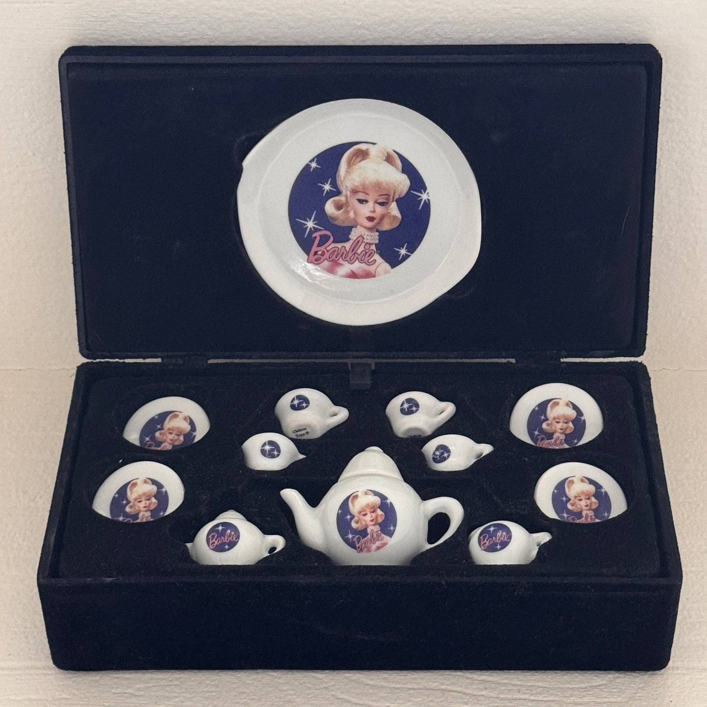 Barbie Miniature Porcelain Tea Set in Velvet Presentation Box | Collectible Doll Tea Service