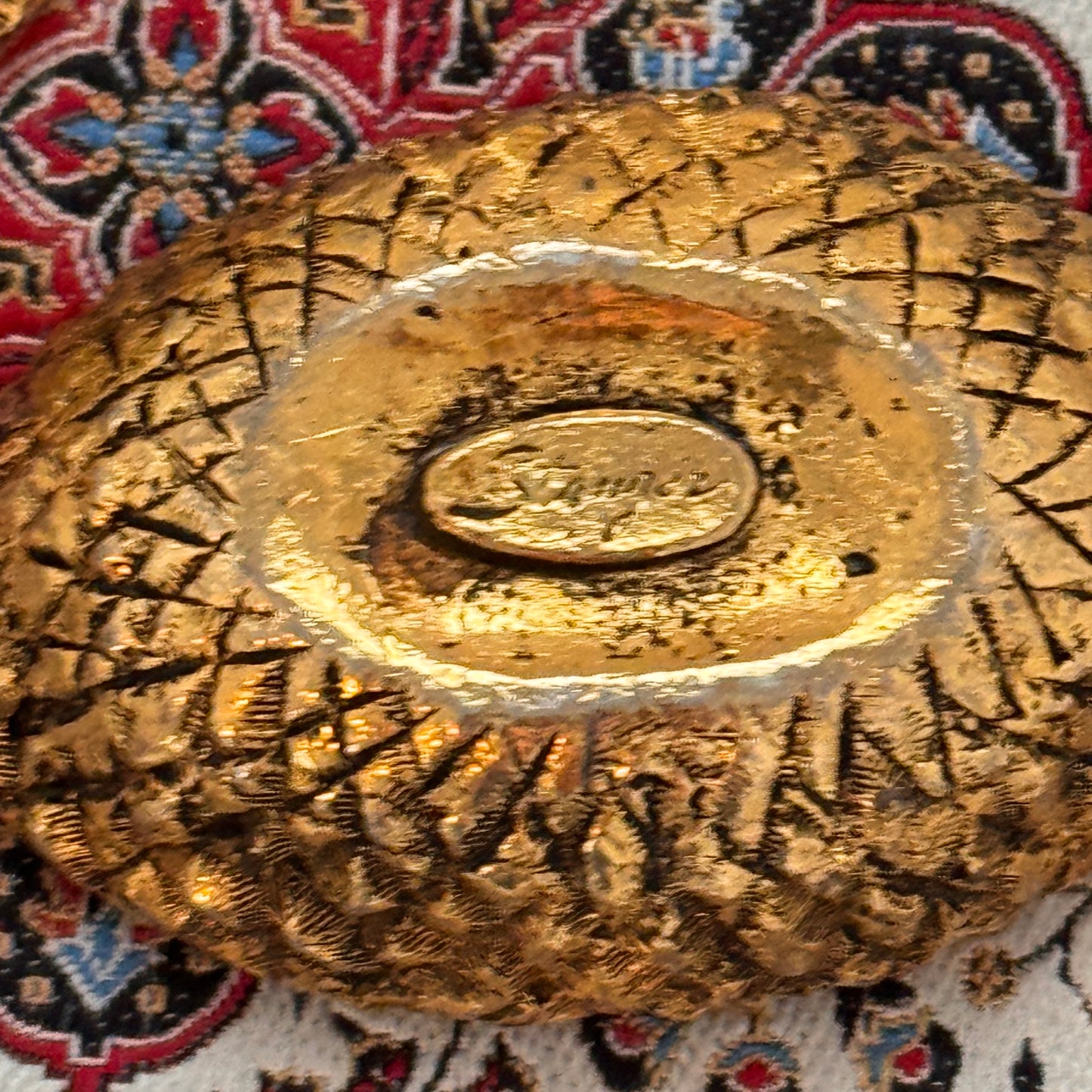 Vintage Neiman Marcus Gold Tone Oval Trinket Box | Textured Jewelry Keepsake Box