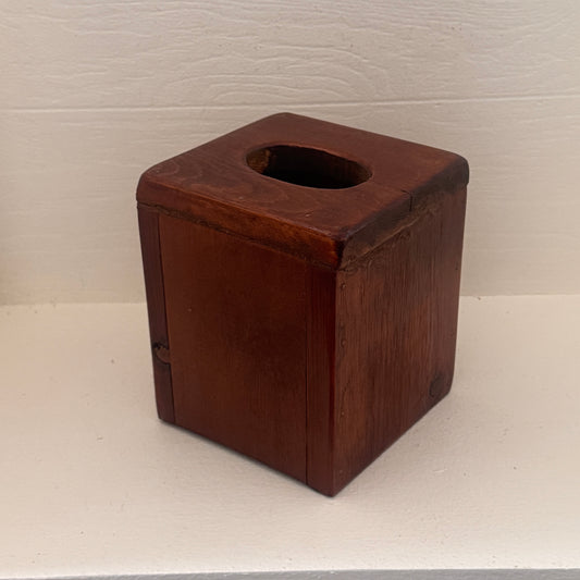 Vintage Handmade Wooden Tissue Box Cover | Primitive Rustic Farmhouse Tissue Holder | Solid Wood Bathroom Decor