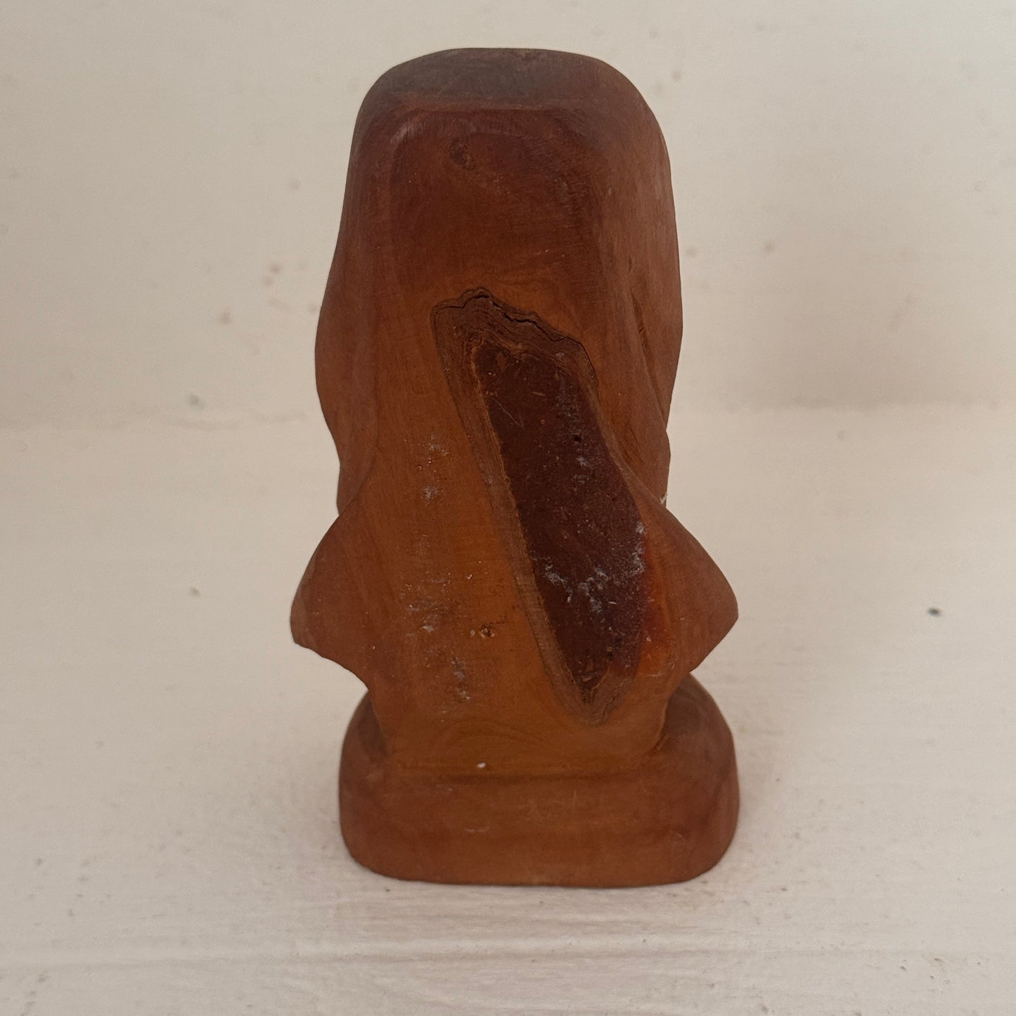 Vintage Hand Carved Wooden Woman in Prayer Figurine | Folk Art Bust | Rustic Wood Sculpture