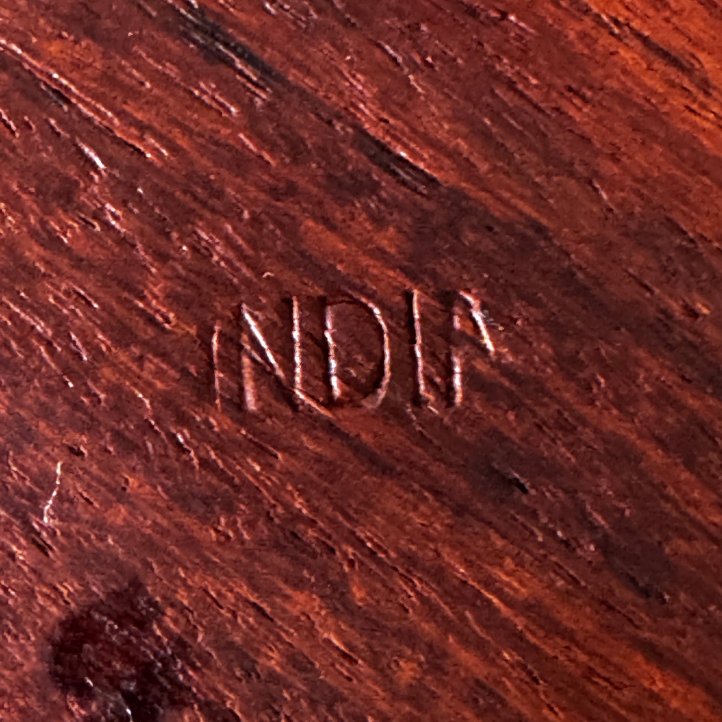 Vintage Hand Carved Indian Wood Tray with Bone Inlay Floral Dish