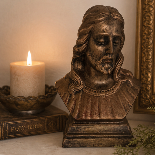 Jesus Christ Bust – Holland Mold | Hand-Painted Religious Ceramic Statue | Vintage Christian Home Décor