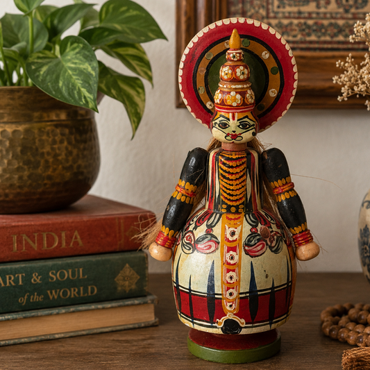 Vintage Hand-Carved & Hand-Painted Tribal Wooden Folk Art Doll
