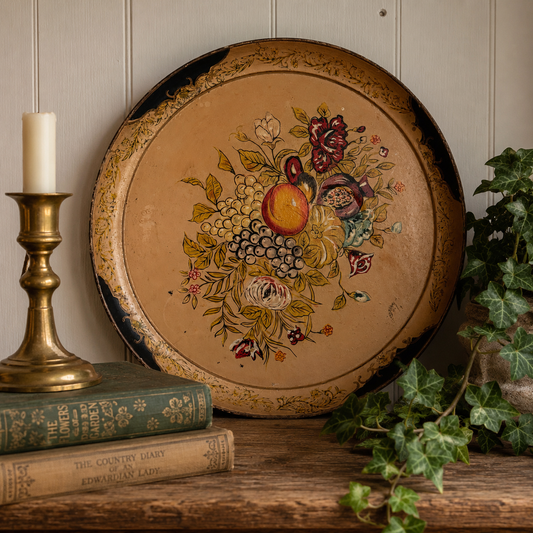 Vintage Hand-Painted Japanese Decorative Wall Plate / Charger | Fruit & Floral Wall Décor