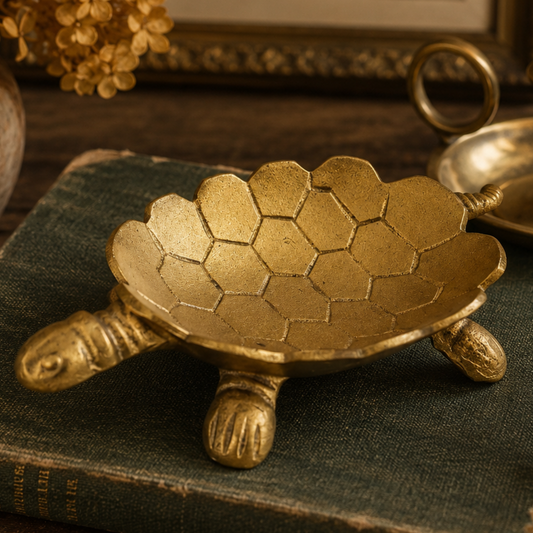 Vintage Brass Turtle Trinket Dish – Small Ring Holder Animal Decor