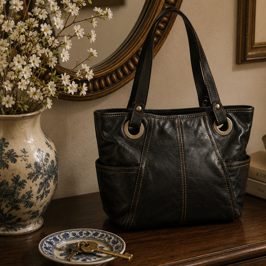 Fossil Long Live Vintage Black Leather Hobo Shoulder Bag Purse