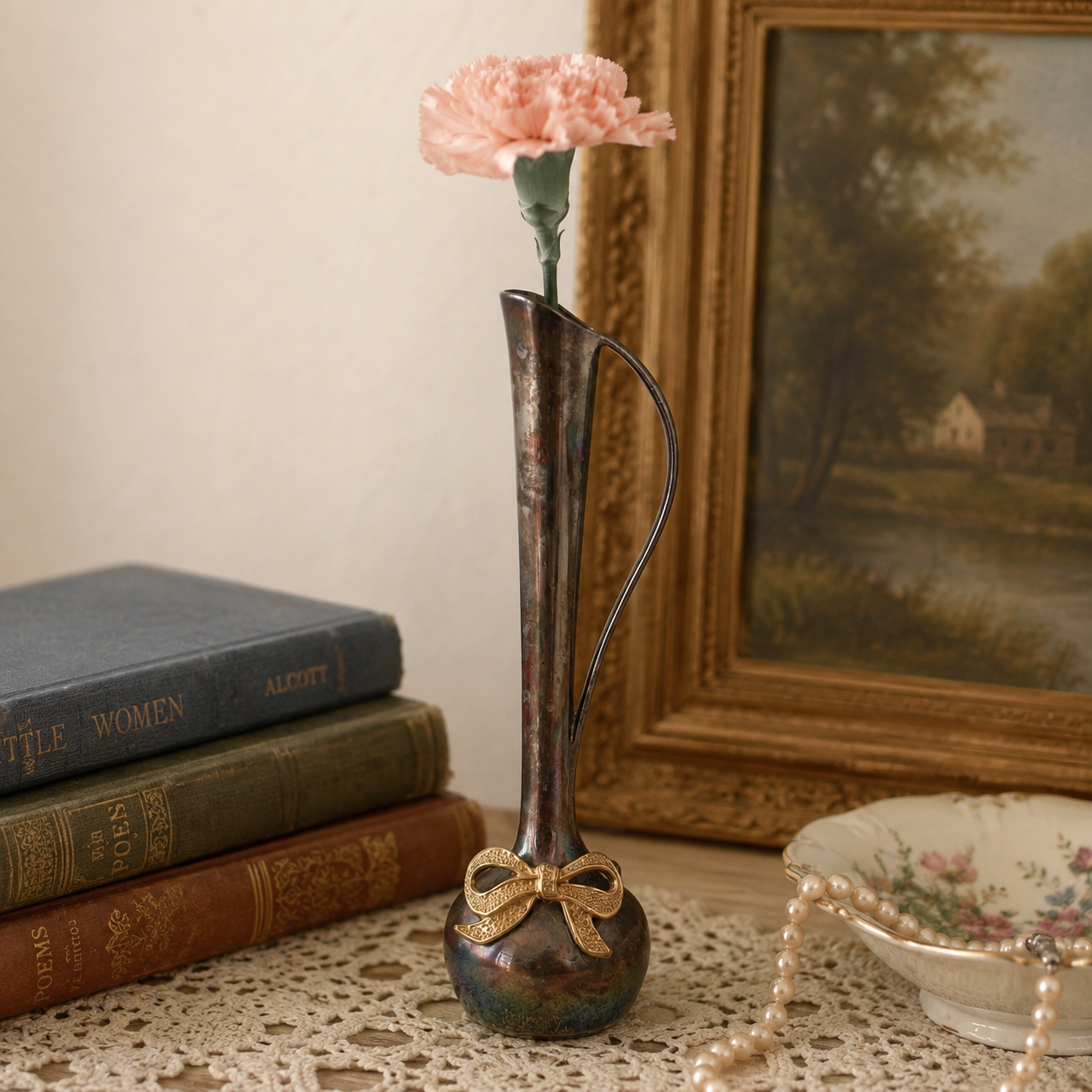 Vintage Silver Plated Bud Vase with Gold Bow Accent – International Silver Company