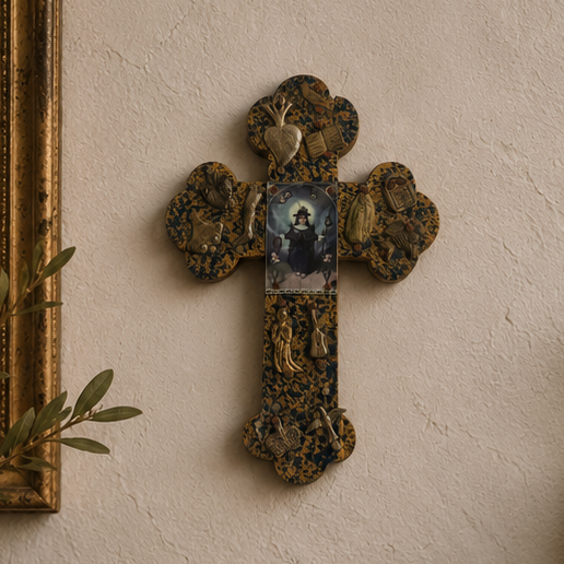 Vintage Hecho en Mexico Folk Art Milagro Wall Cross | Handcrafted Religious Decor