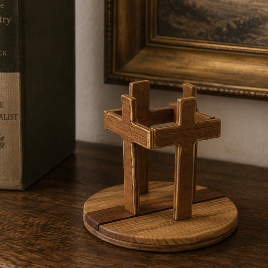 Rustic Reclaimed Wood Cross Candle Holder Handmade by Cliff Taylor Church Decor