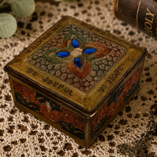 Vintage Inspirational Prayer Trinket Box | Polyresin Keepsake Box | Faith Decor