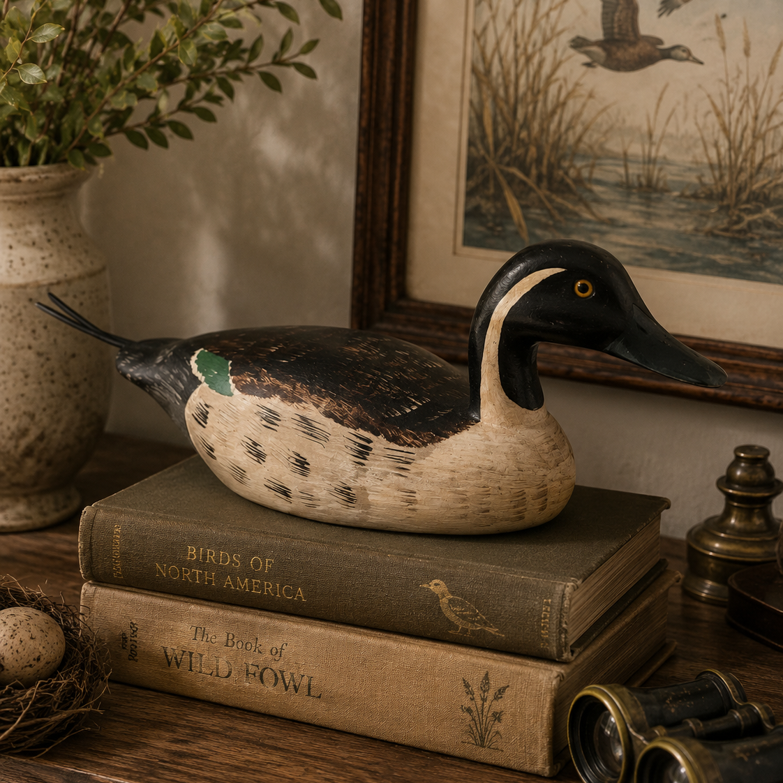 Vintage Hand Carved Pintail Duck Decoy by Tristram Dated 11/83 | Wooden Waterfowl Sculpture