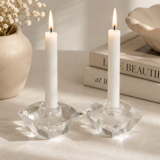 Vintage Hand Cut Crystal Candlestick Holders – Pair | House of Global Art Japan