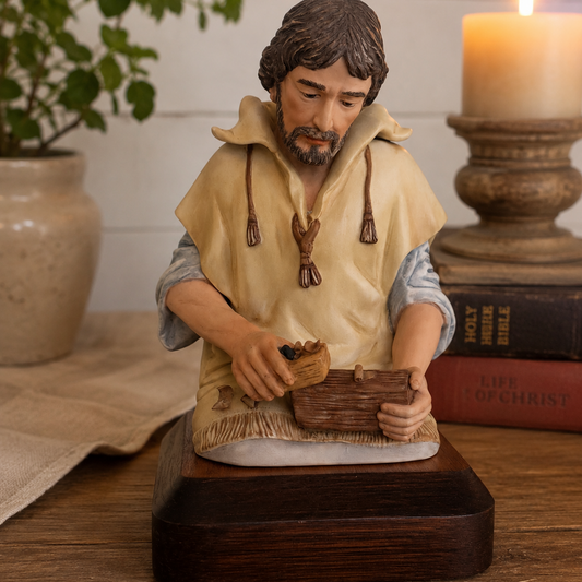 The Carpenter by Frances Hook | Limited Edition Religious Sculpture | 1985 Roman Inc. | Jesus as Carpenter