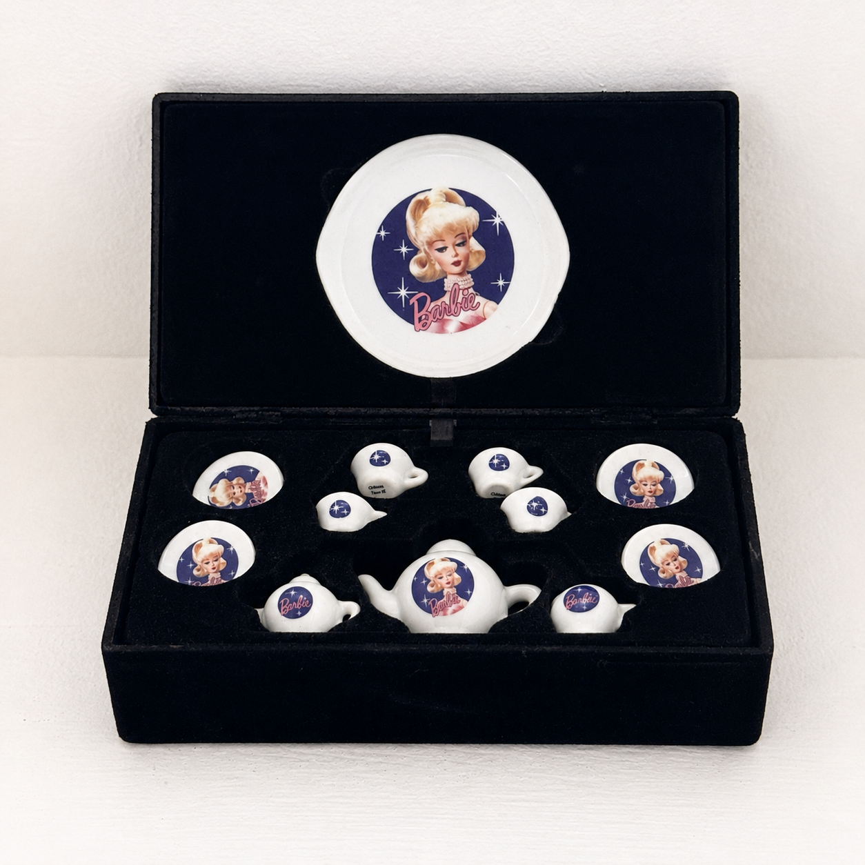 Barbie Miniature Porcelain Tea Set in Velvet Presentation Box | Collectible Doll Tea Service