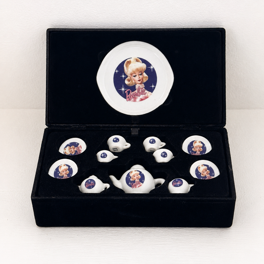 Barbie Miniature Porcelain Tea Set in Velvet Presentation Box | Collectible Doll Tea Service
