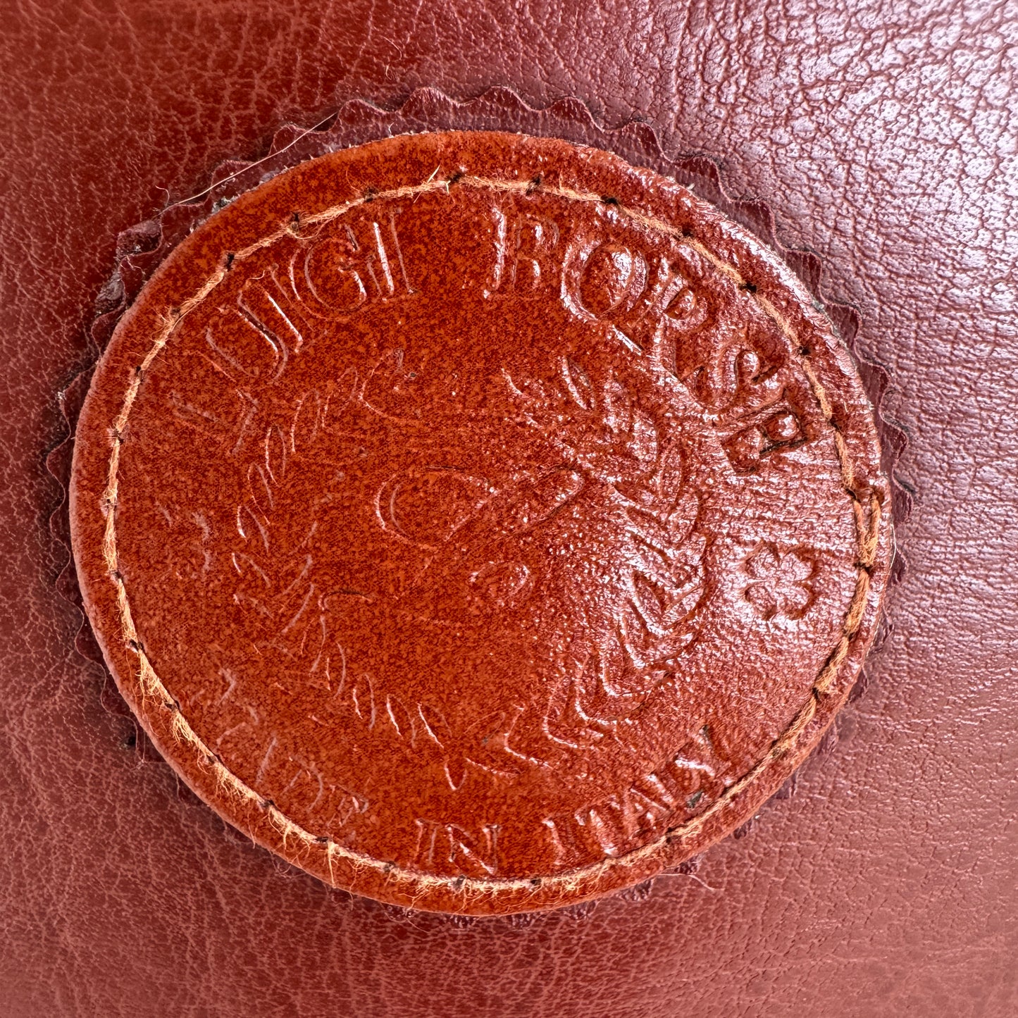 Vintage Italian Leather Crossbody Bag Luigi Borse Cognac Brown Adjustable Strap