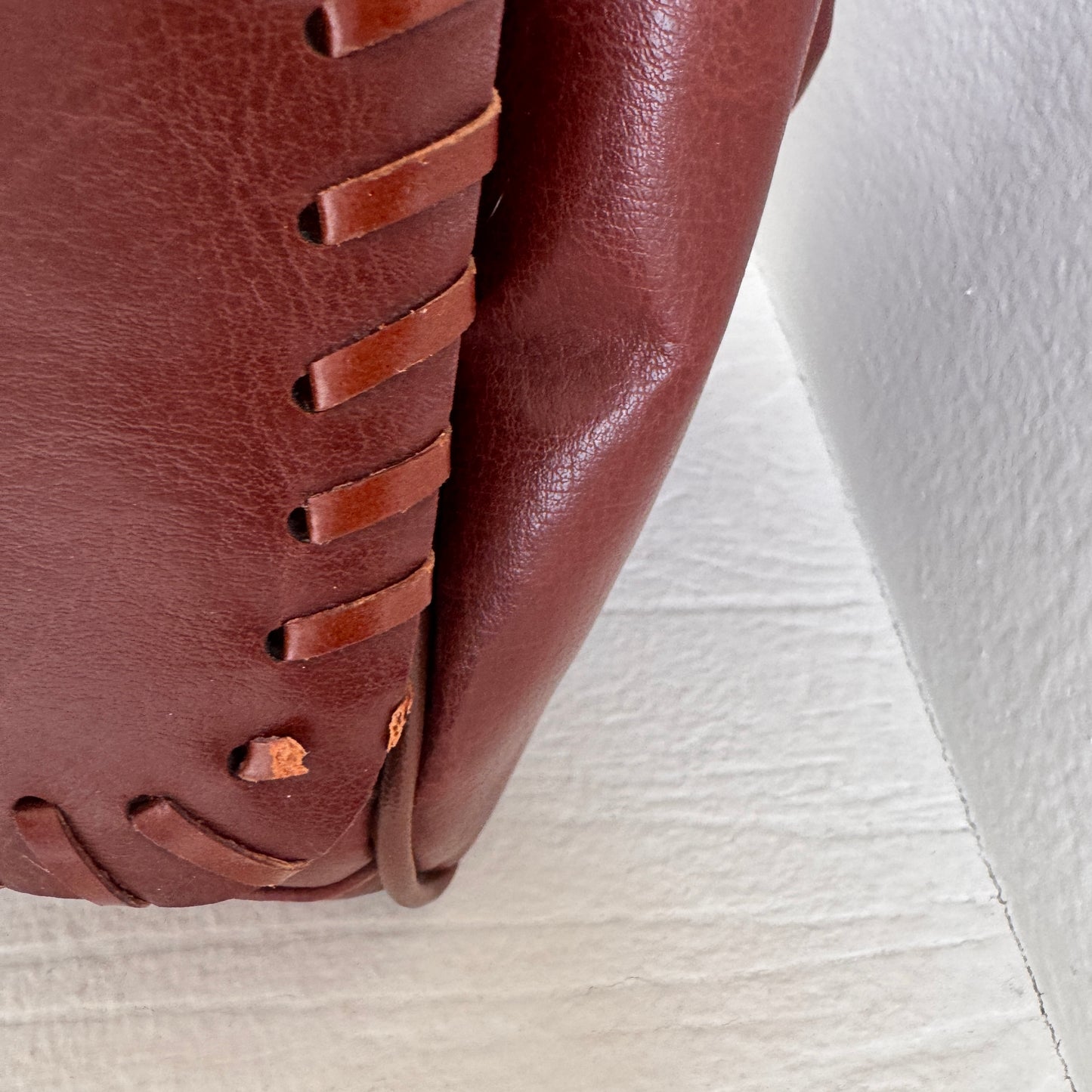 Vintage Italian Leather Crossbody Bag Luigi Borse Cognac Brown Adjustable Strap
