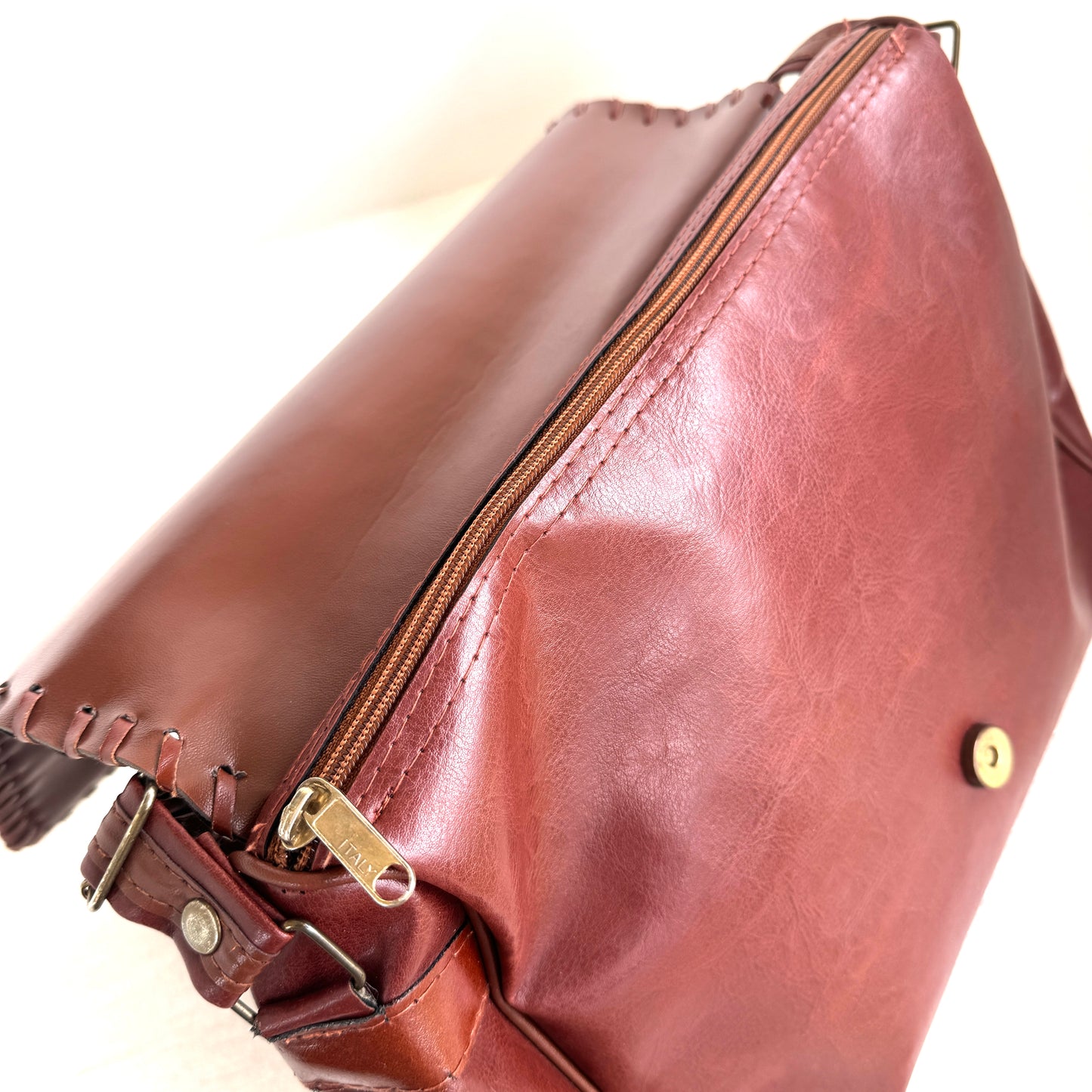 Vintage Italian Leather Crossbody Bag Luigi Borse Cognac Brown Adjustable Strap