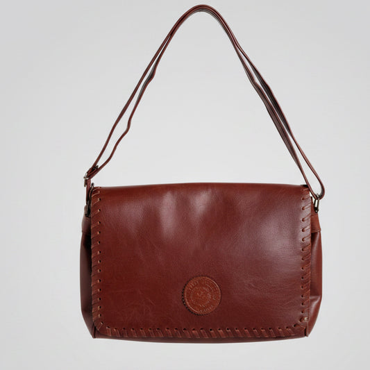 Vintage Italian Leather Crossbody Bag Luigi Borse Cognac Brown Adjustable Strap