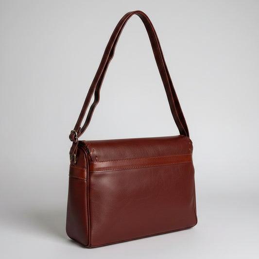 Vintage Italian Leather Crossbody Bag Luigi Borse Cognac Brown Adjustable Strap