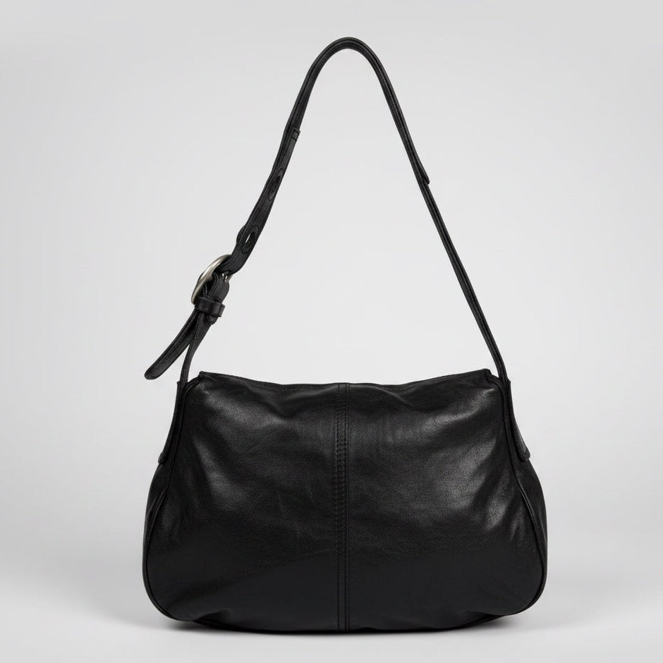 Vintage Lucky Brand Black Leather Slouchy Hobo Bag Boho Y2K