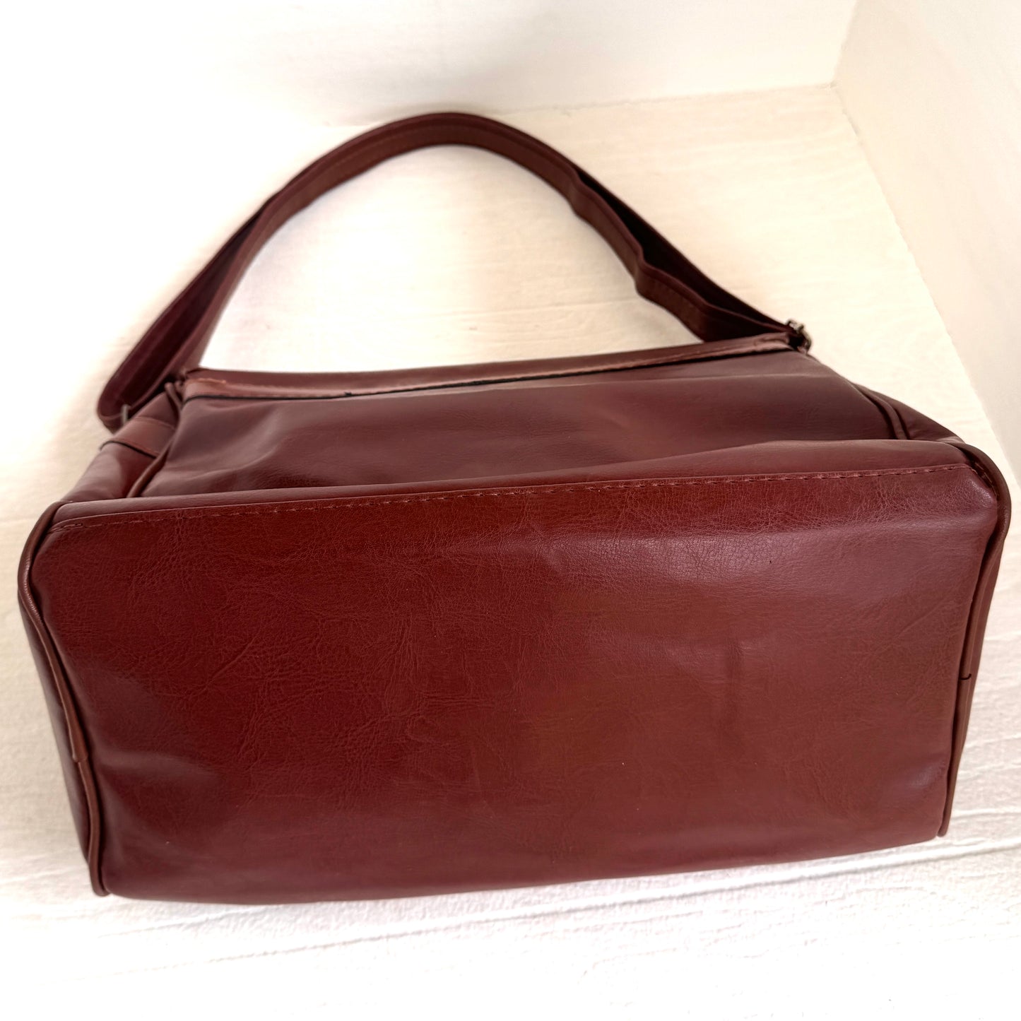 Vintage Italian Leather Crossbody Bag Luigi Borse Cognac Brown Adjustable Strap