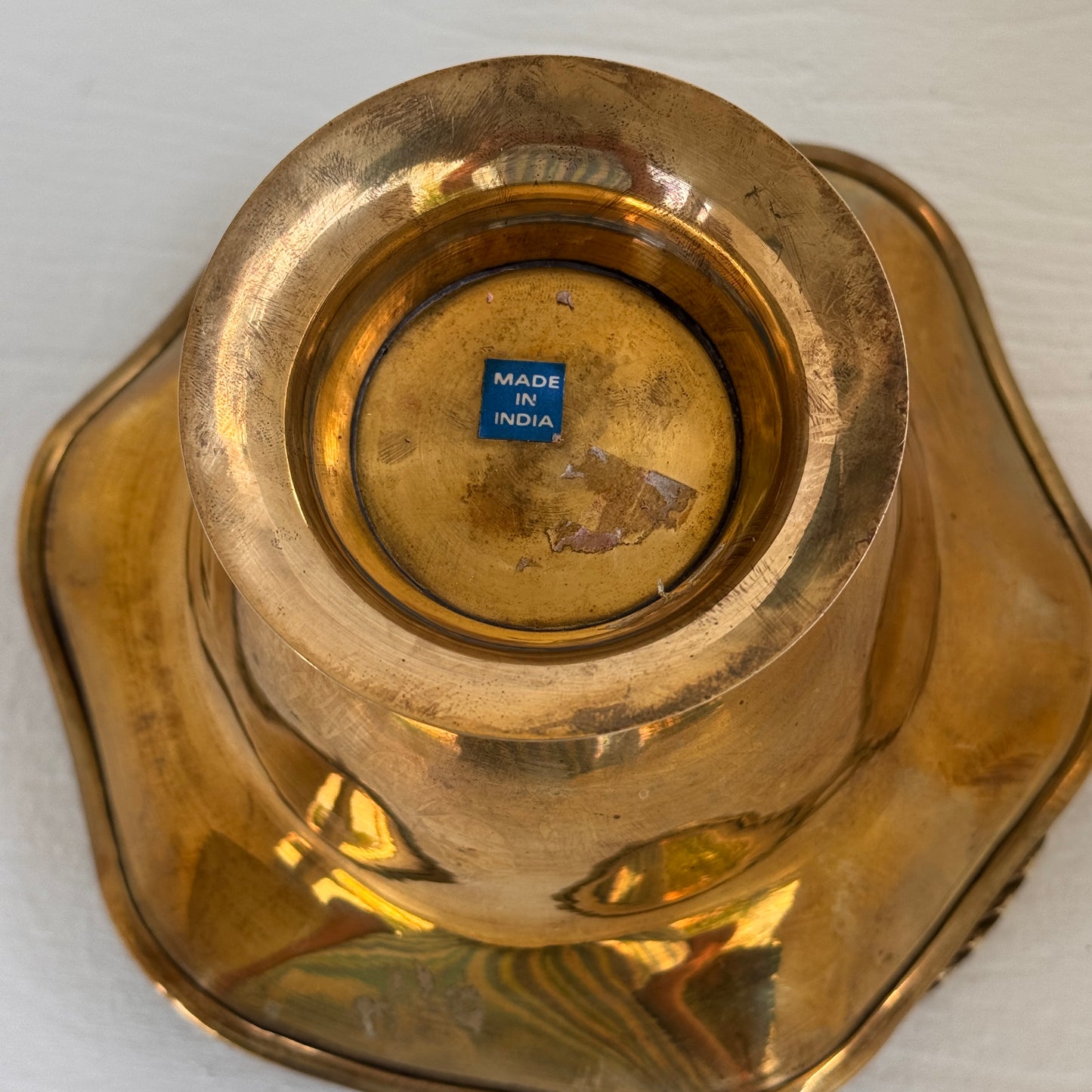Vintage Brass Pedestal Basket with Twisted Handle | Made in India