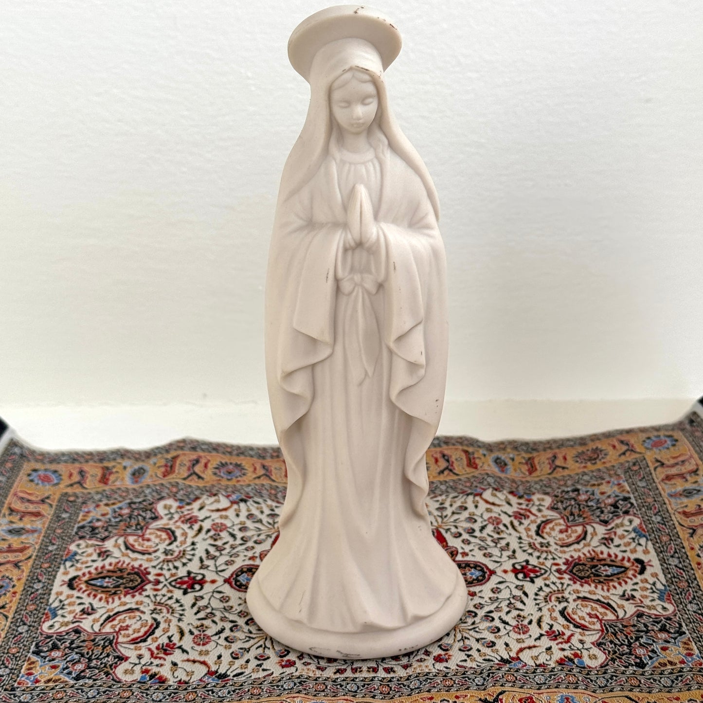 Vintage Bisque Ceramic Virgin Mary Figurine | Praying Madonna Religious Statue