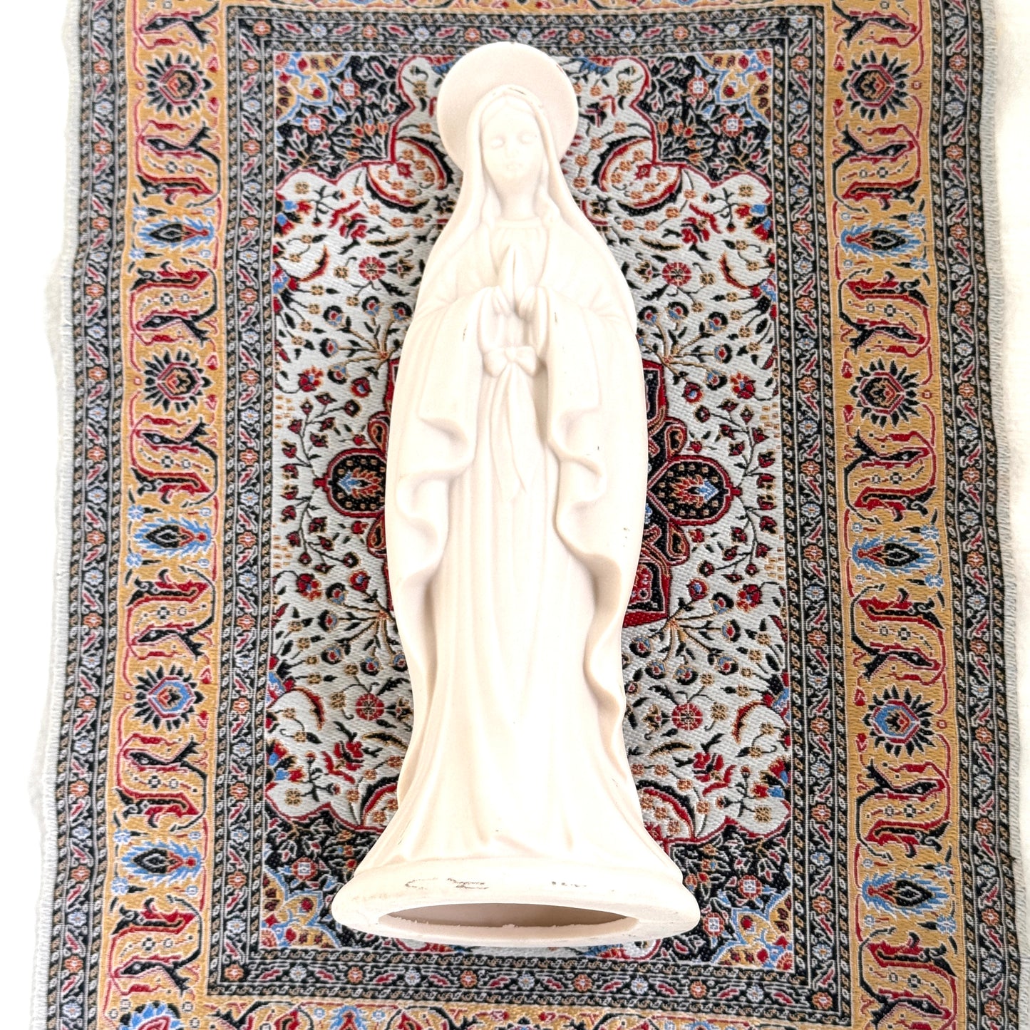 Vintage Bisque Ceramic Virgin Mary Figurine | Praying Madonna Religious Statue