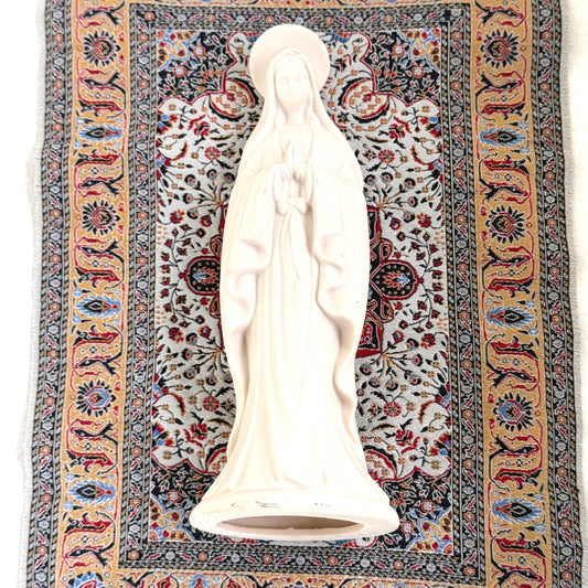 Vintage Bisque Ceramic Virgin Mary Figurine | Praying Madonna Religious Statue