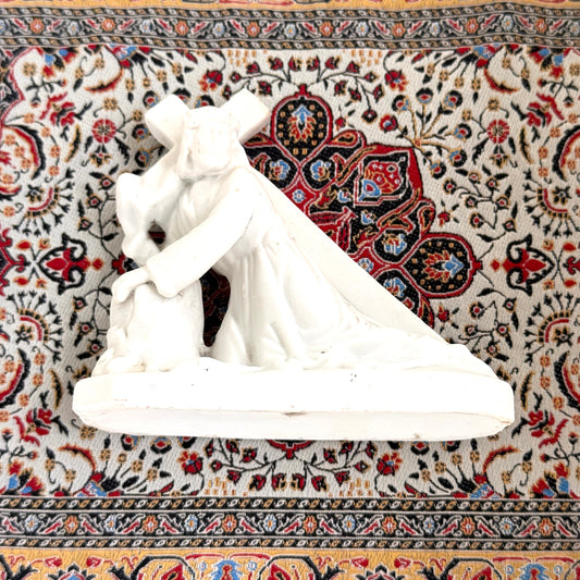 Vintage White Bisque Ceramic Christ Carrying the Cross Figurine | Religious Shelf Decor