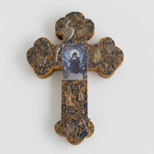 Vintage Hecho en Mexico Folk Art Milagro Wall Cross | Handcrafted Religious Decor