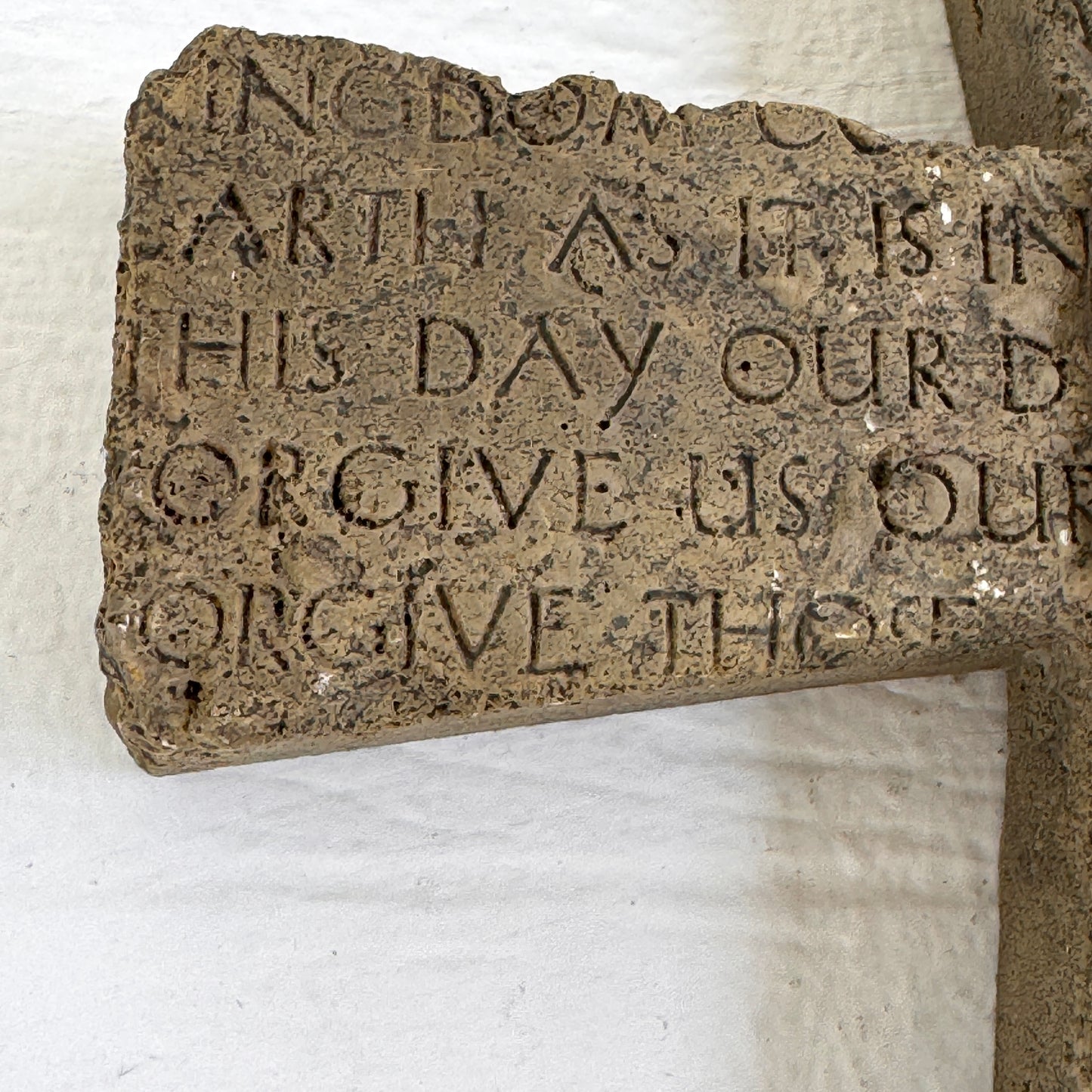 Rustic Lord’s Prayer Wall Cross | Textured Cement Stone Look Cross | Christian Home Decor