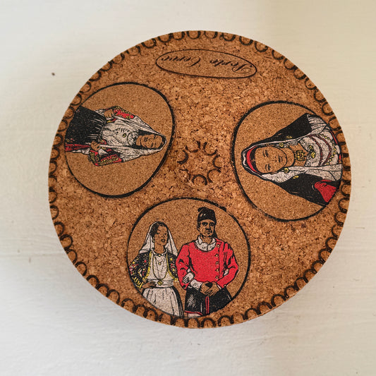 Vintage Porto Corvo Portuguese Cork Lidded Box | Folk Art Storage Container