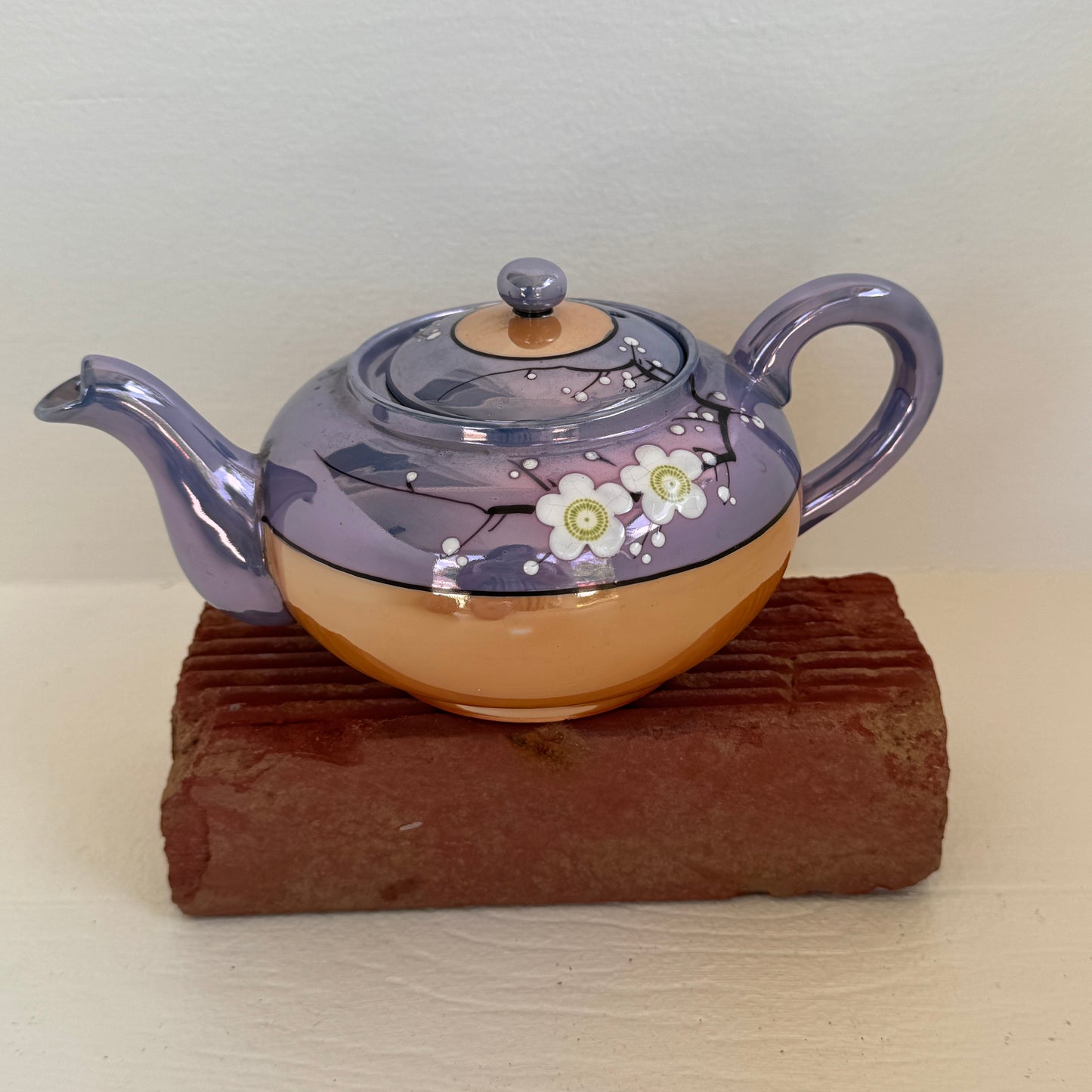 Vintage Made in Japan 3 Piece Tea Set | Hand Painted Lavender Cherry Blossom Teapot Set
