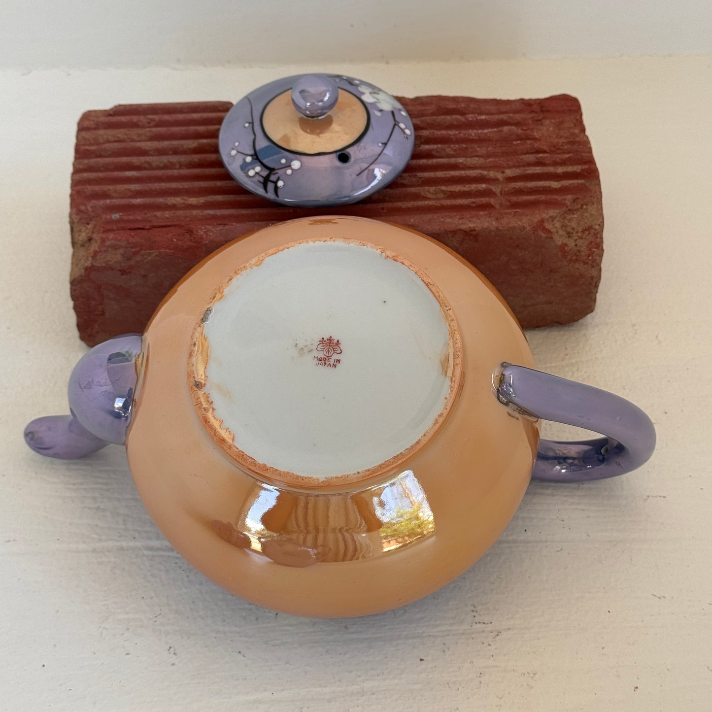 Vintage Made in Japan 3 Piece Tea Set | Hand Painted Lavender Cherry Blossom Teapot Set