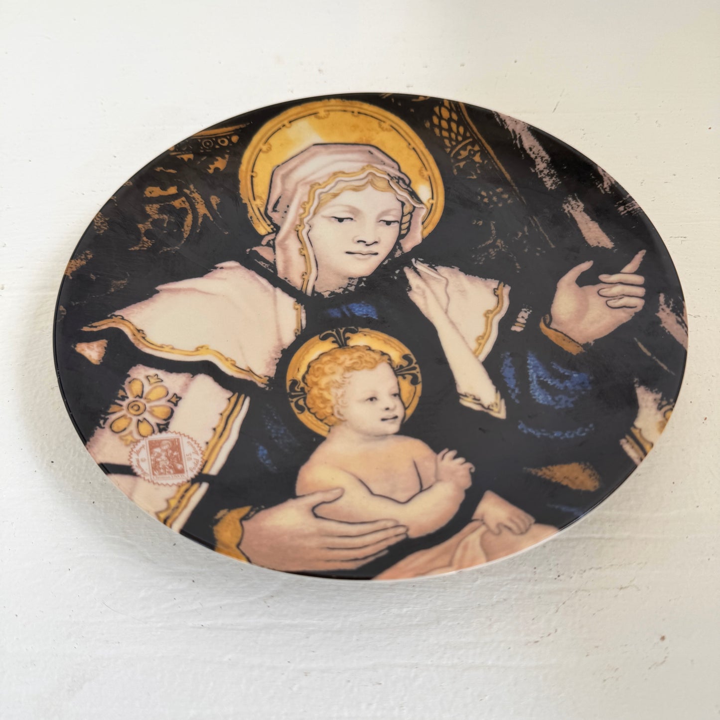 Vintage 1980 Christmas Stamp Art Plate Madonna & Child Washington Cathedral