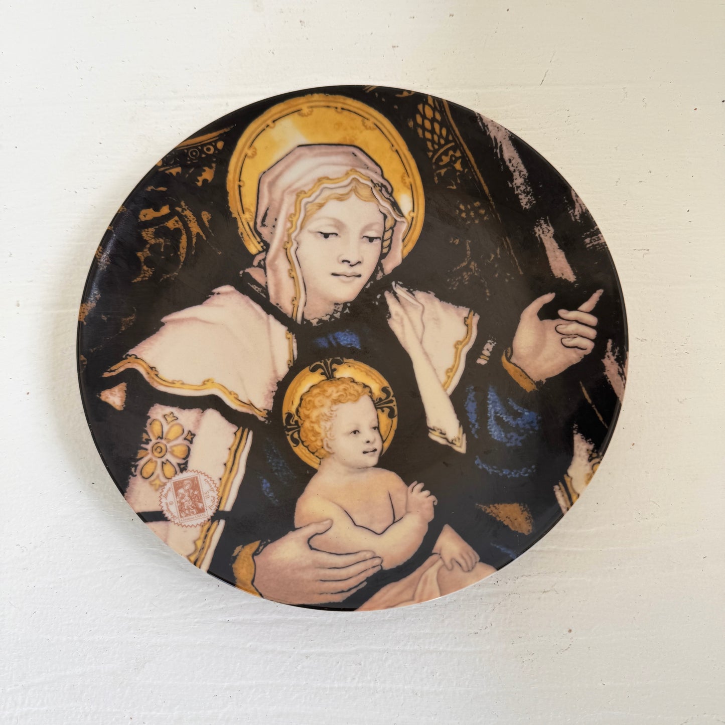 Vintage 1980 Christmas Stamp Art Plate Madonna & Child Washington Cathedral