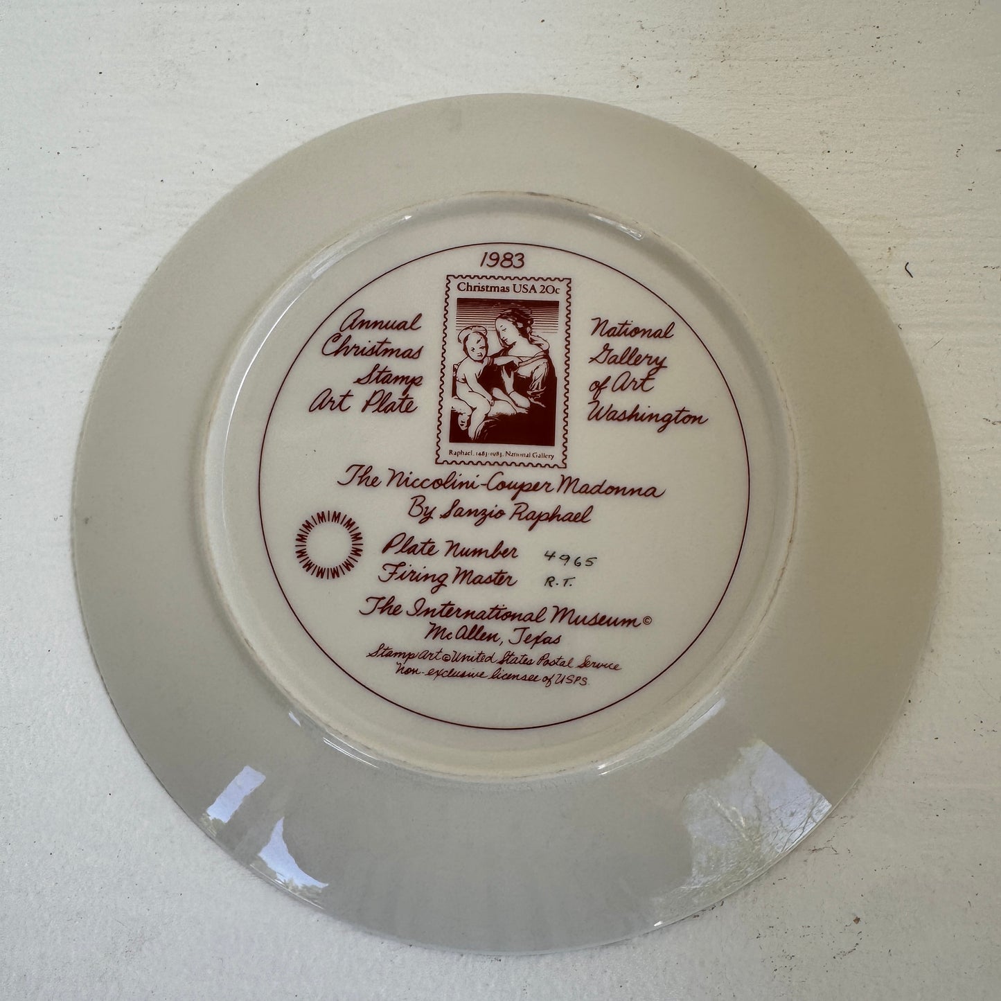 1983 Niccolini-Cowper Madonna Christmas Stamp Art Plate | Mother & Child | International Museum Collectible