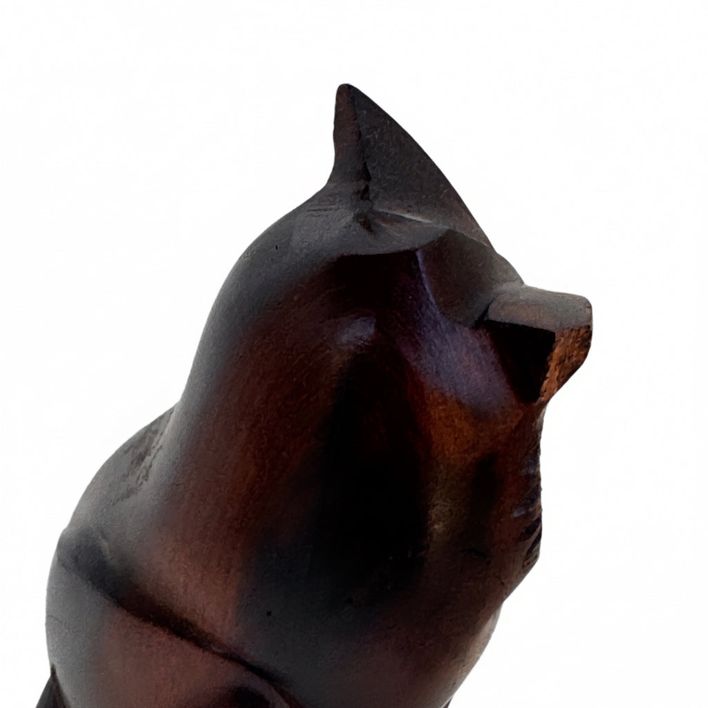 Vintage Hand Carved Ironwood Owl Figurine | Mid Century Modern Wood Sculpture | 7”