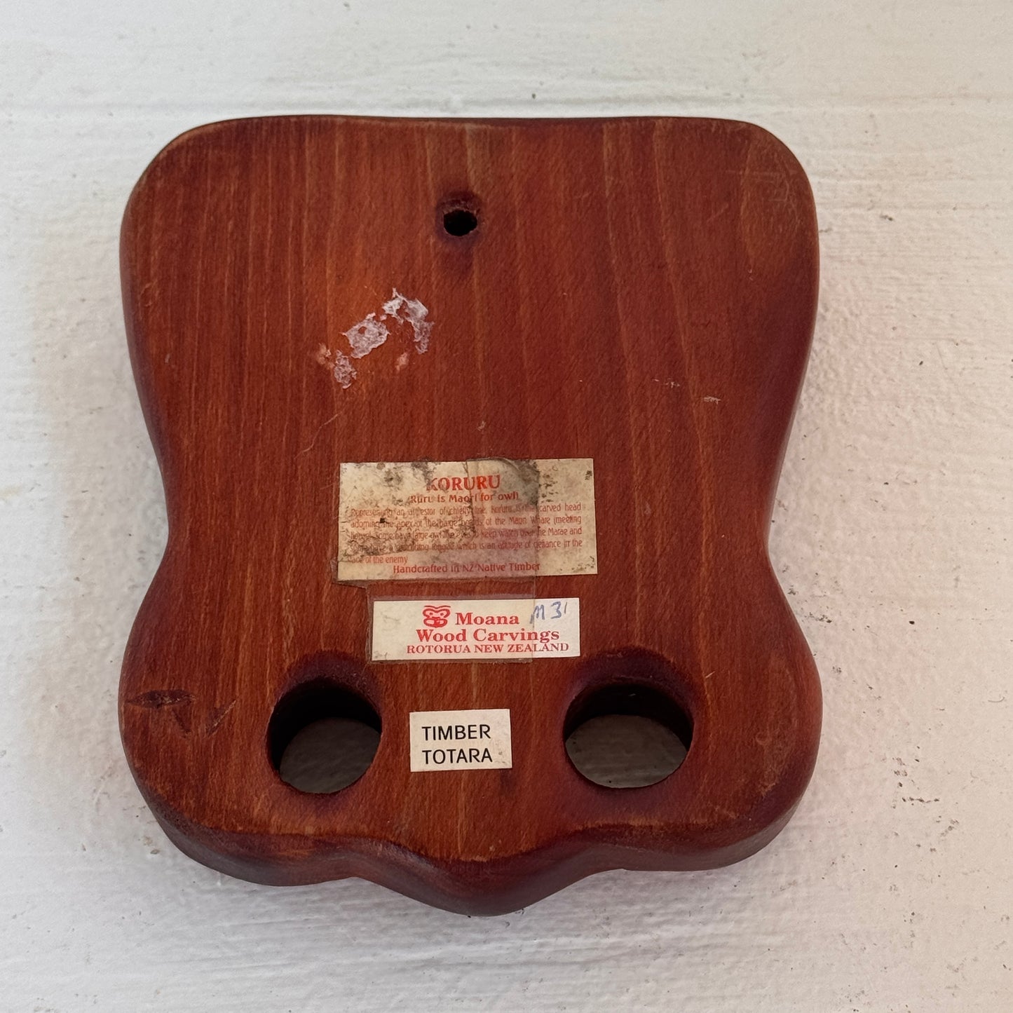 Vintage Māori Koruru Totara Wood Carving with Paua Shell Eyes | Moana Wood Carvings New Zealand Wall Art