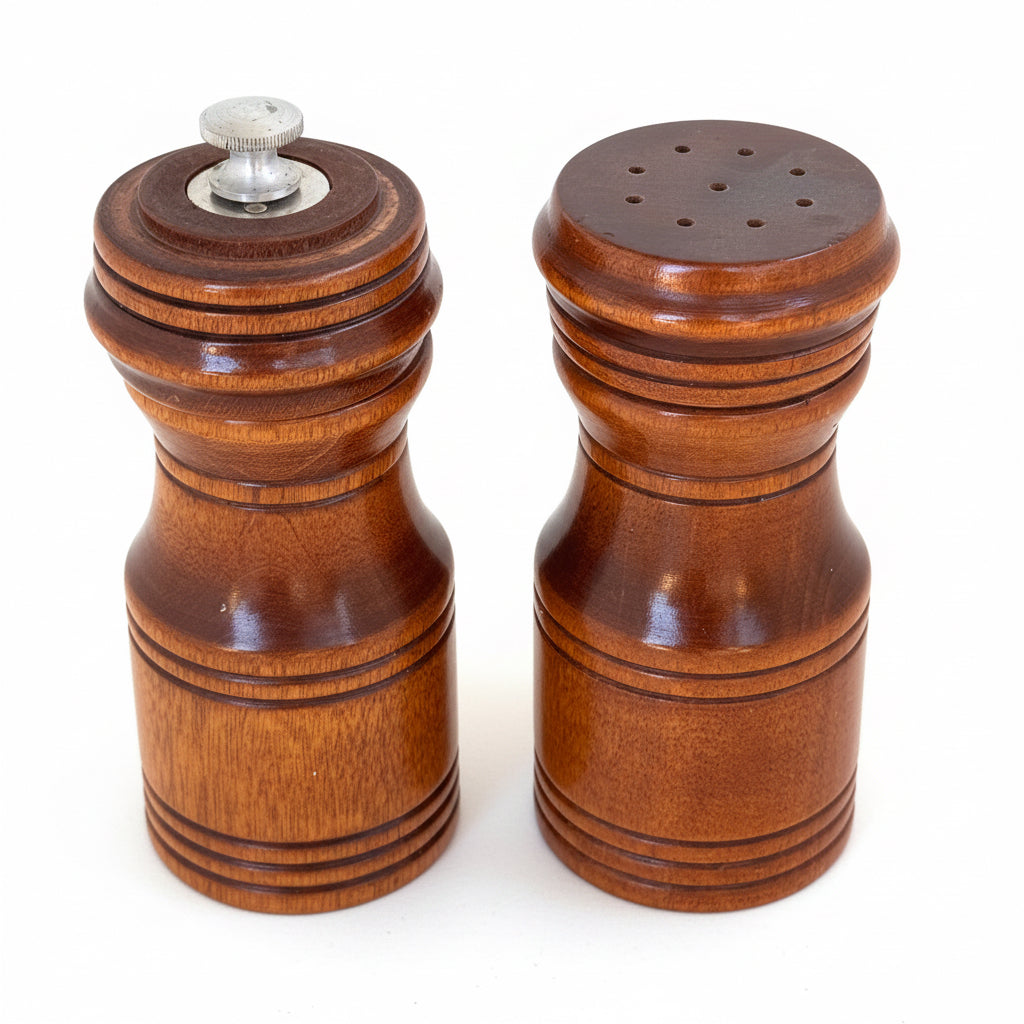 Vintage Mid Century Modern Wood Salt & Pepper Shaker Set | Chef’n Ware USA Grinder