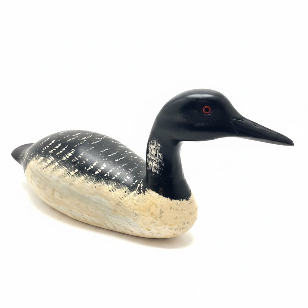 Vintage Hand Carved Common Loon Decoy by Tristram Orlando FL 1985 | Wooden Bird Sculpture