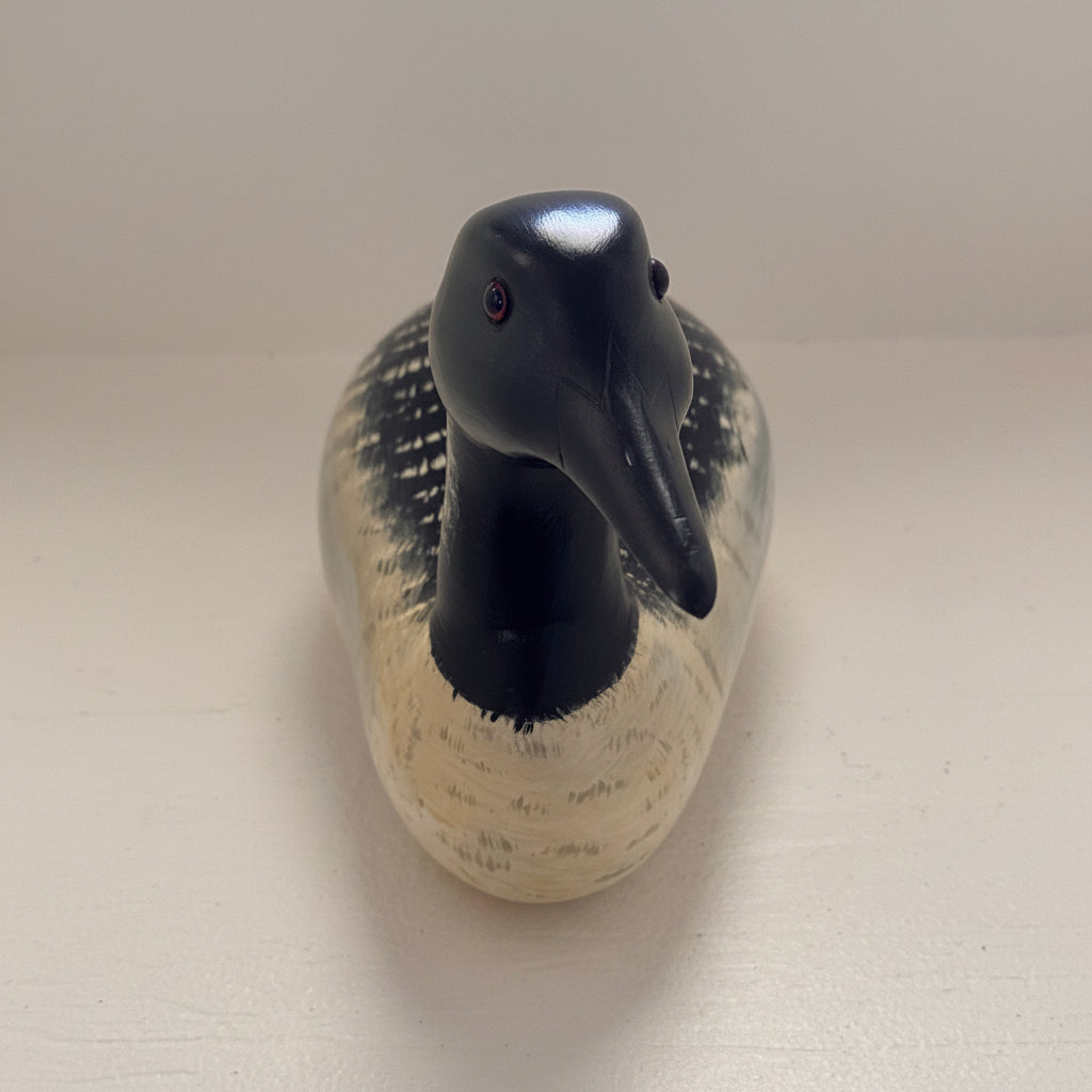Vintage Hand Carved Common Loon Decoy by Tristram Orlando FL 1985 | Wooden Bird Sculpture