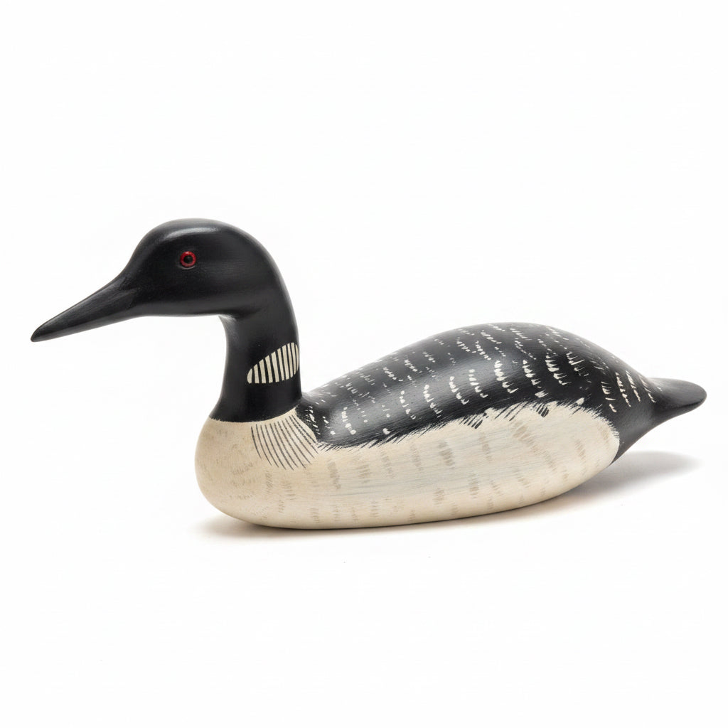 Vintage Hand Carved Common Loon Decoy by Tristram Orlando FL 1985 | Wooden Bird Sculpture