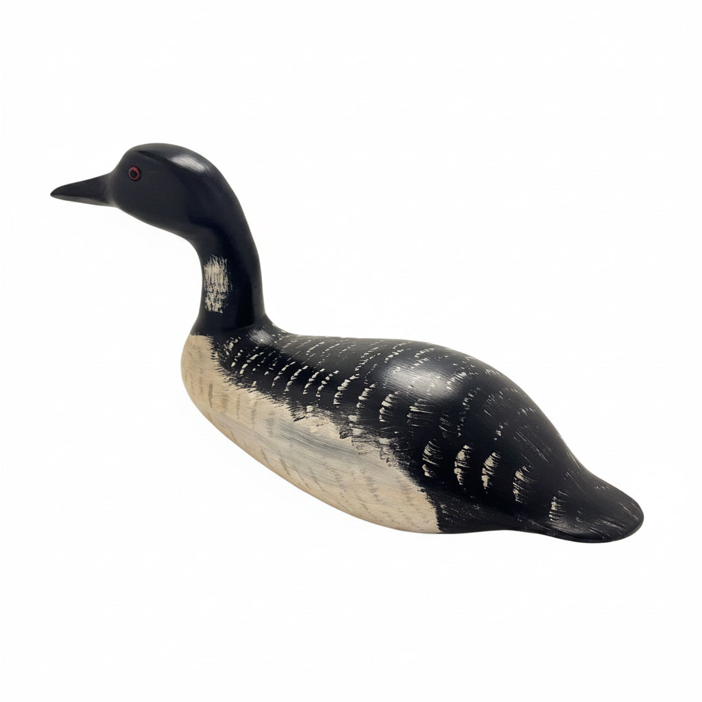 Vintage Hand Carved Common Loon Decoy by Tristram Orlando FL 1985 | Wooden Bird Sculpture