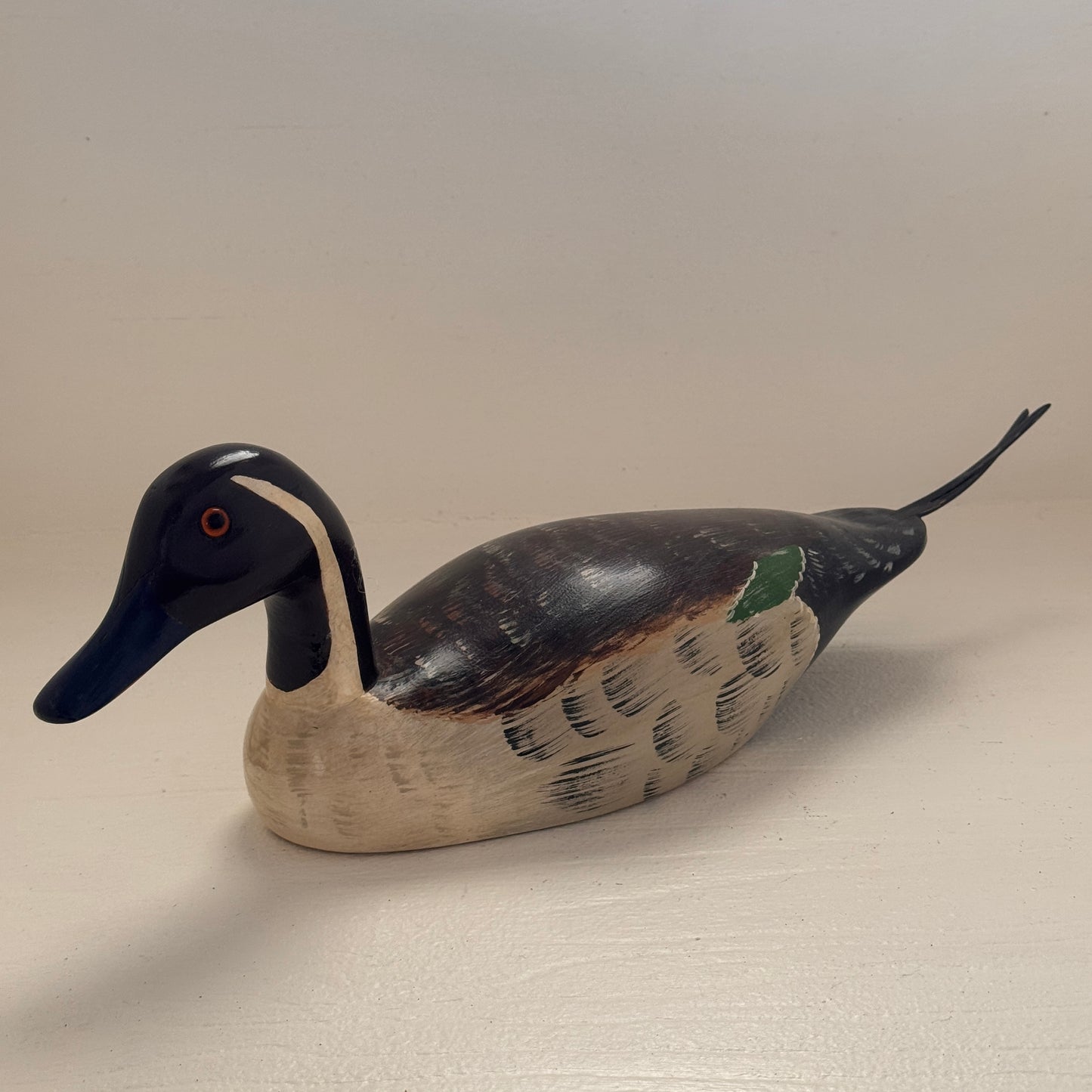 Vintage Hand Carved Pintail Duck Decoy by Tristram Dated 11/83 | Wooden Waterfowl Sculpture