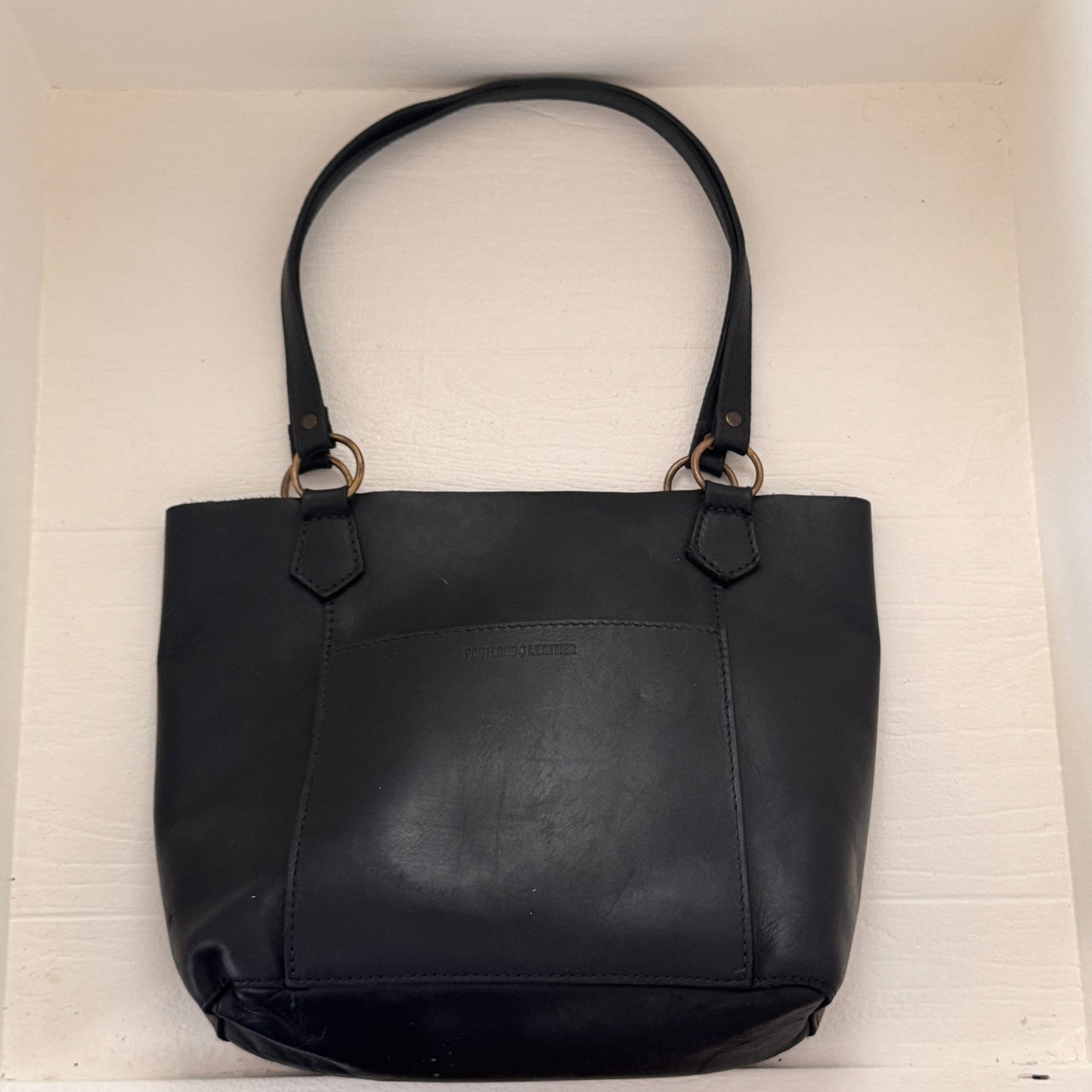 Portland Leather Black Leather Tote Bag | Handmade Minimalist Everyday Shoulder Purse